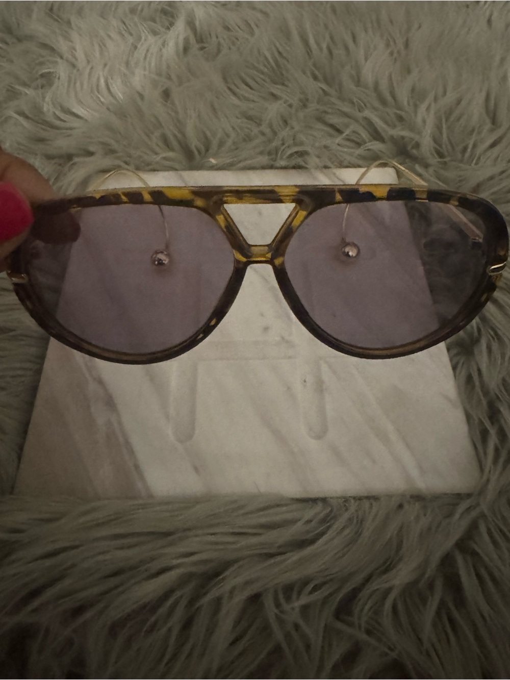 Tortoiseshell Aviator Sunglasses with Purple Lenses